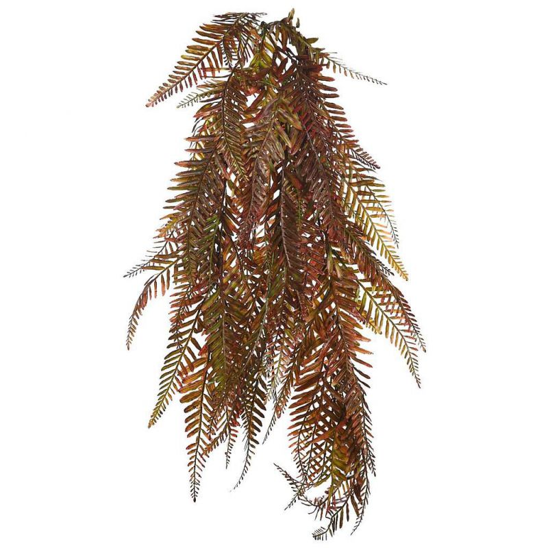 Planta helechosa colgante artificial 80cm ancho 24cm color burdeos