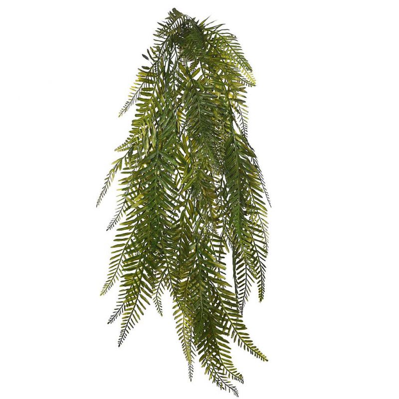 Planta helechosa colgante artificial 80cm ancho 24cm color verde
