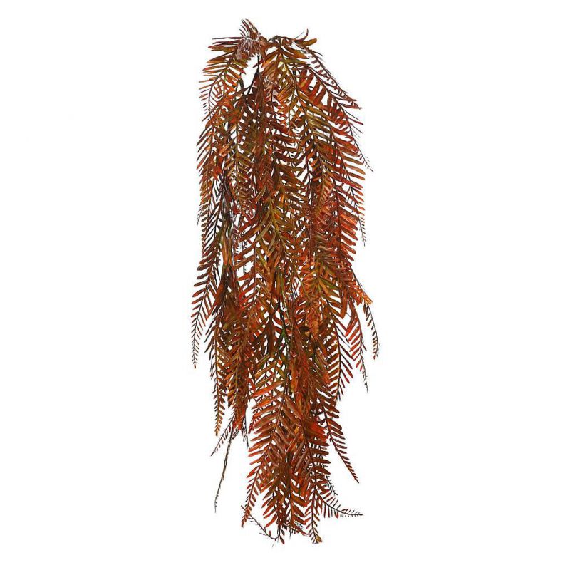 Planta helechosa colgante artificial 80cm ancho 24cm color naranja
