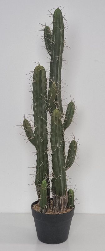 Cactus artificial en maceta negra de plastico. altura 90cm ancho 20cm