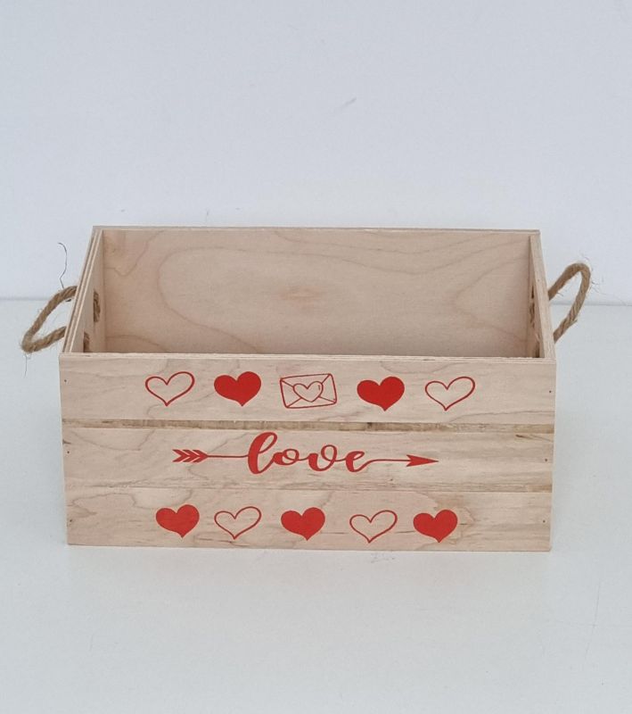 Caja madera 28x18x12cm serigrafia 2 lados "love"
