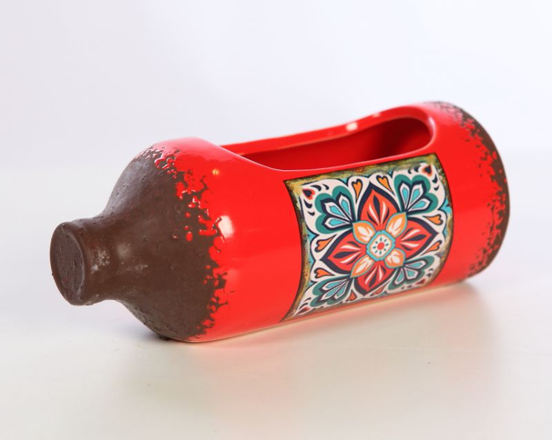 Base ceramica botella 9cm alt 20cm ancho rojo