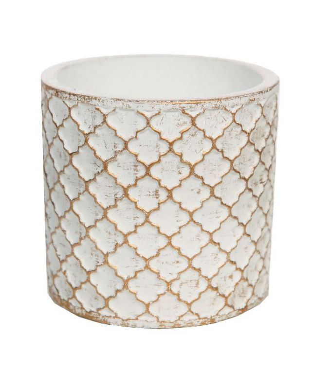 Maceta de ceramica geometric 9,5cm color blanco