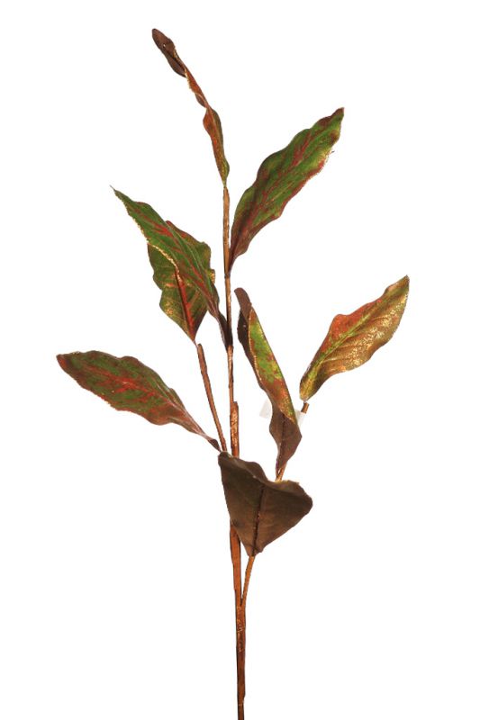 Hoja de magnolia filo dorado artificial 90cm