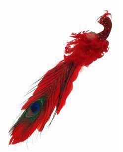 Pavo real en clip alt 30cm color rojo
