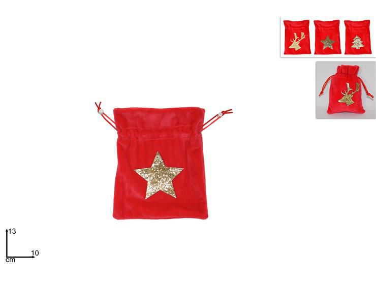 Bolsa navidad terciopelo 10x13cm x12 color rojo