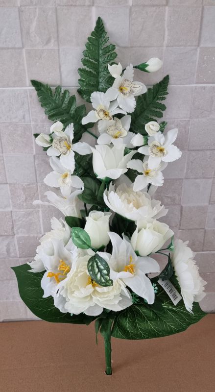 Ramo palma dhalia capullos lily 60cm color crema