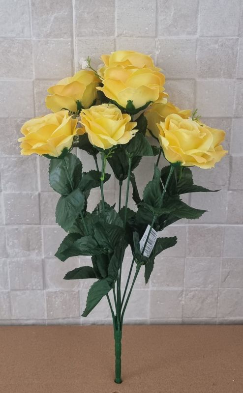 Ramo rosas x 9 45cm color amarillo