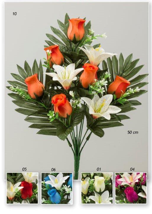 Ramo palma capullos lily x 9 50cm color naranja