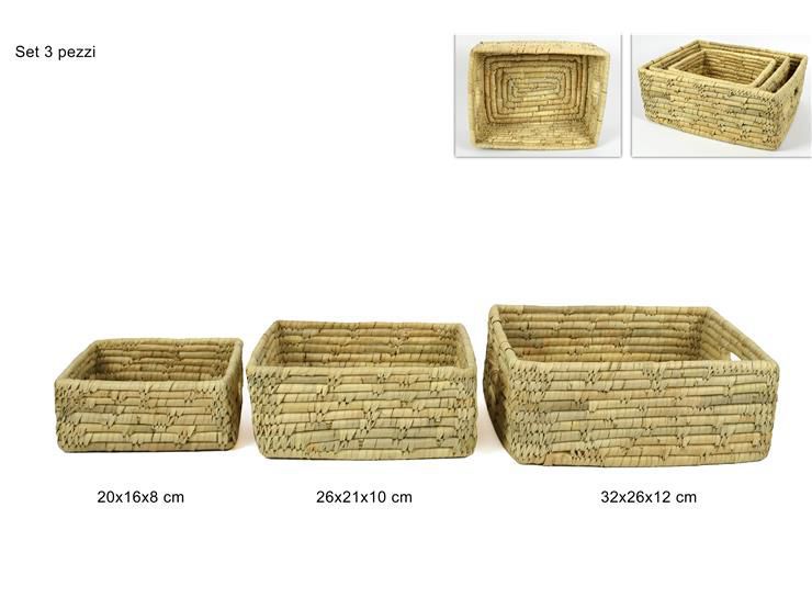 Set 3 piezas mini cesta rectangular 40cm largo x 3 alt (grande)