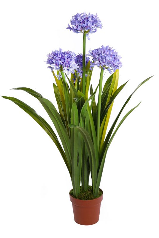 Allium artificial en maceta 80cm color azul